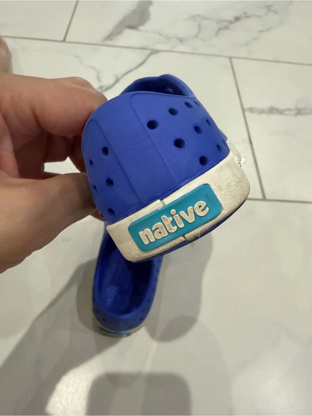 Native Kids Water Shoe Slip-On in Royal Blue with White Toe